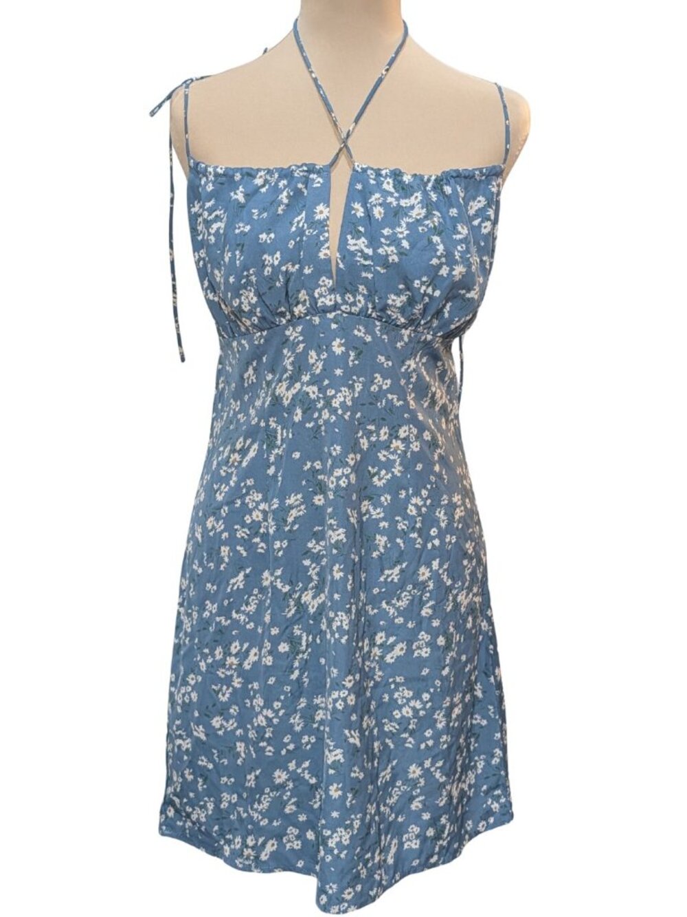 Blue with white flowers dress